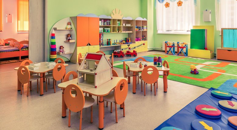 Ansicht eines Raumes in einer Kindertageseinrichtung 